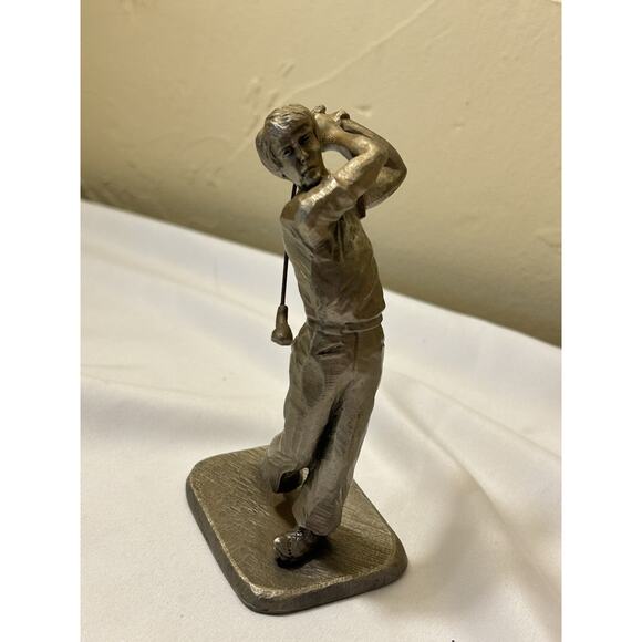 RARE! 1982 Golf Statue Metal Golfing Tee Men's P. Davis Pewter Figurine Miller - Picture 1 of 10